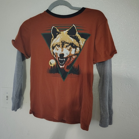Rust Graphic Wolf Long Sleeve Shirt boys - Picture 6 of 7